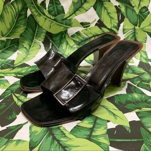 Gucci Black Patent Leather Slip On Heels